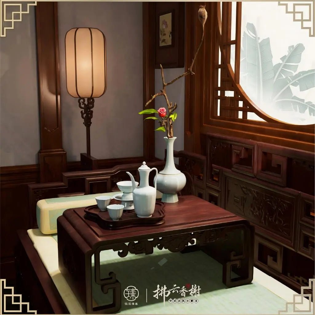 1:12 Scale Miniature Chinese‑Style Dollhouse‑Bedroom - miniento