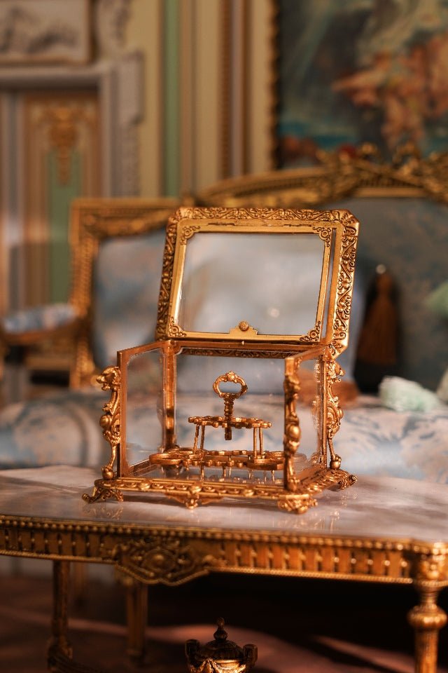 1/6 Scale Medieval Palace Metal Wine Case | Ornate Miniature Display Cabinet for Action Figures & Luxury Desk Decor - miniento