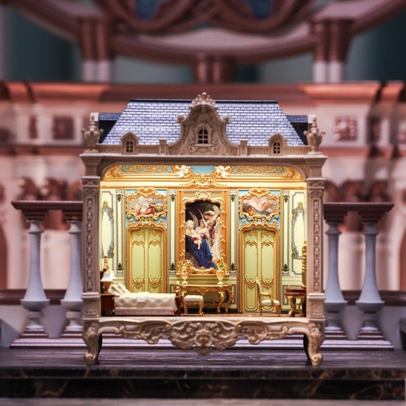 1/64 Scale Brighton Manor Miniature | Luxury Rococo Dollhouse Room Box with LED Lighting