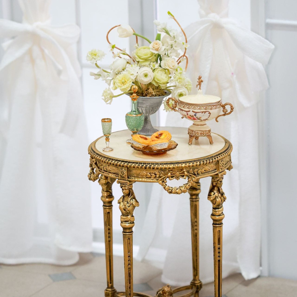 DIY 1/6 Scale Vintage Side Table Miniature Furniture Dollhouse Decor