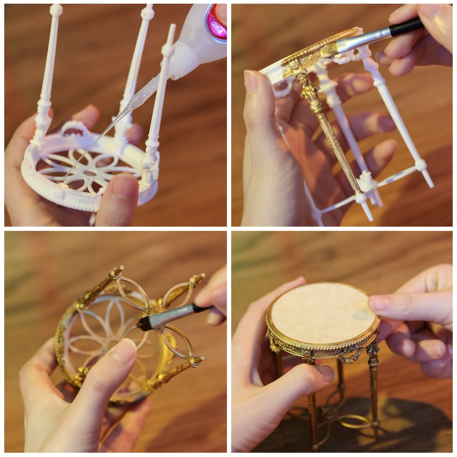 DIY 1/6 Scale Vintage Side Table Miniature Furniture Dollhouse Decor