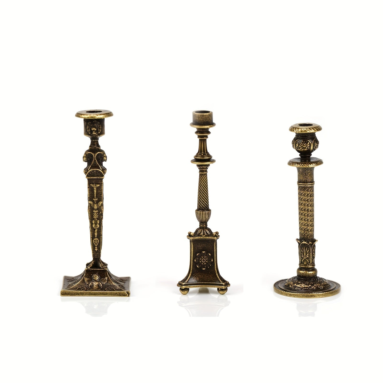 2.2" Vintage Style Solid Brass Candle Holders | Elegant 1:12 Miniature Ornament & Desktop Accent