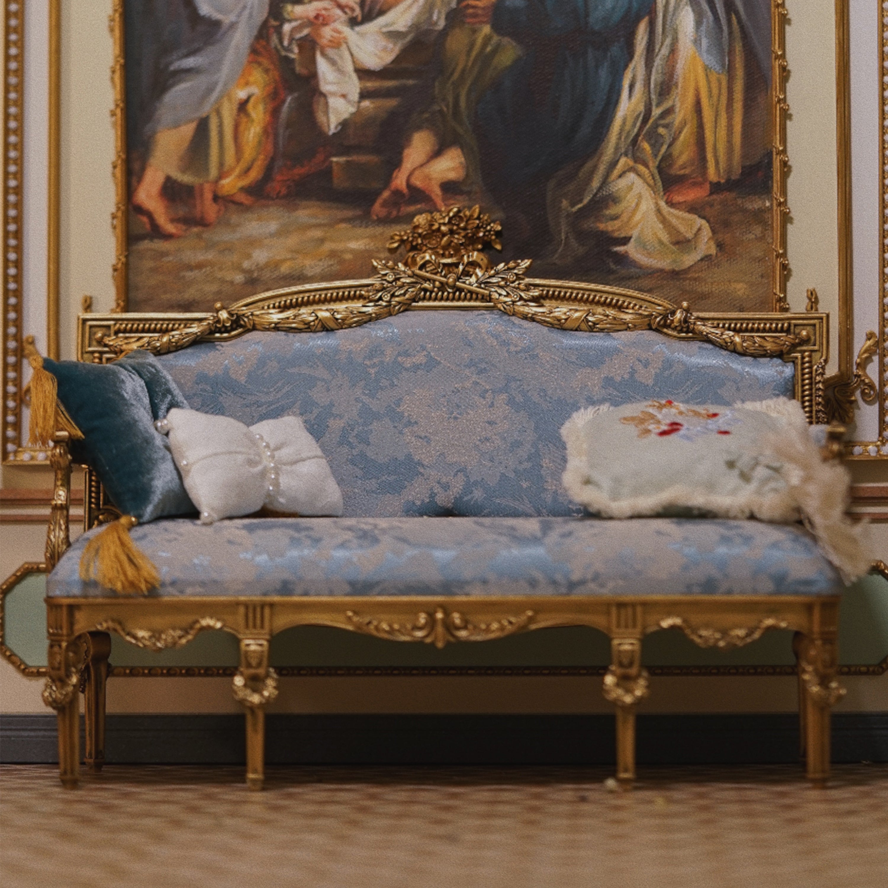 DIY 1/4 Sclae Louis XVI Double Sofa Miniature Furniture