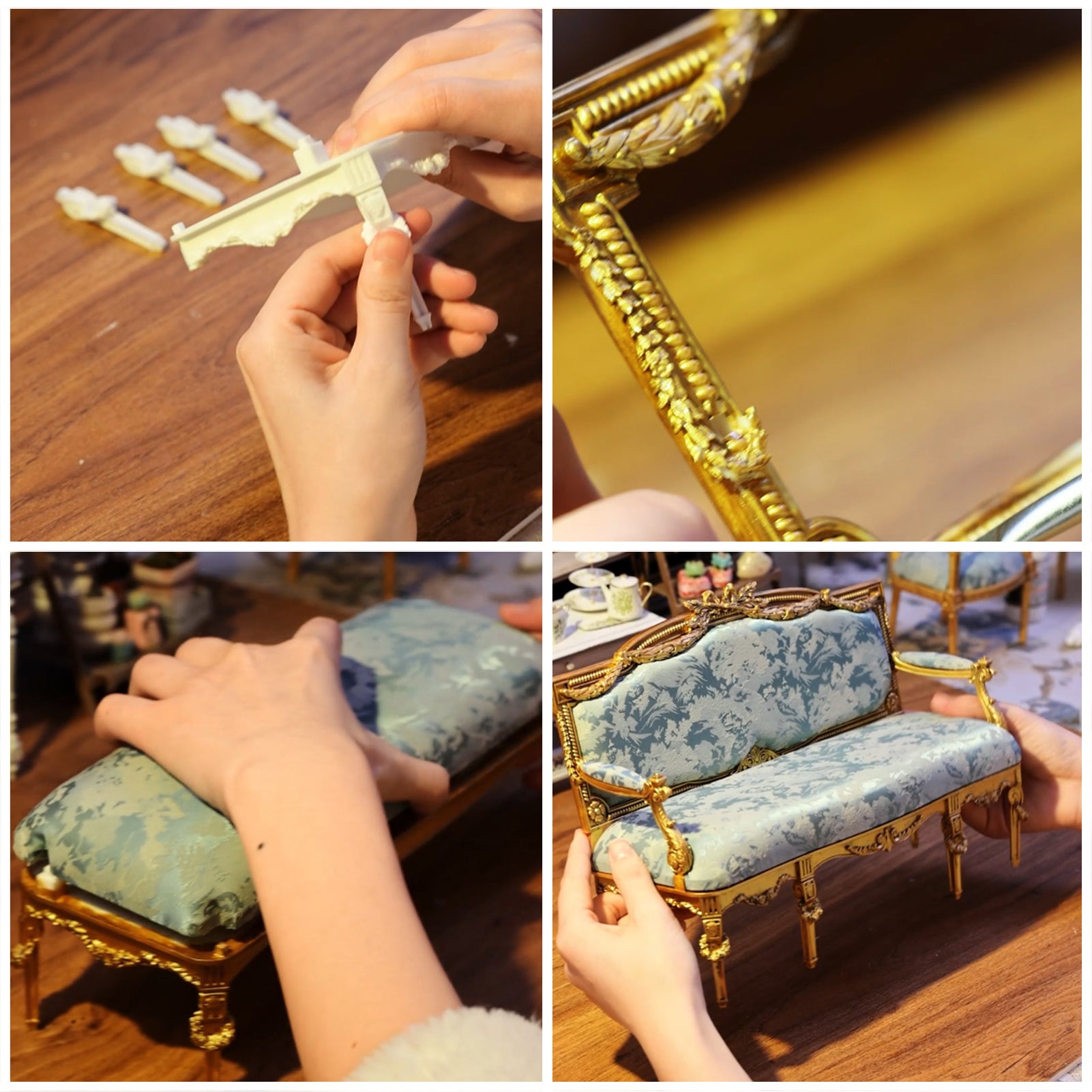 DIY 1/4 Sclae Louis XVI Double Sofa Miniature Furniture
