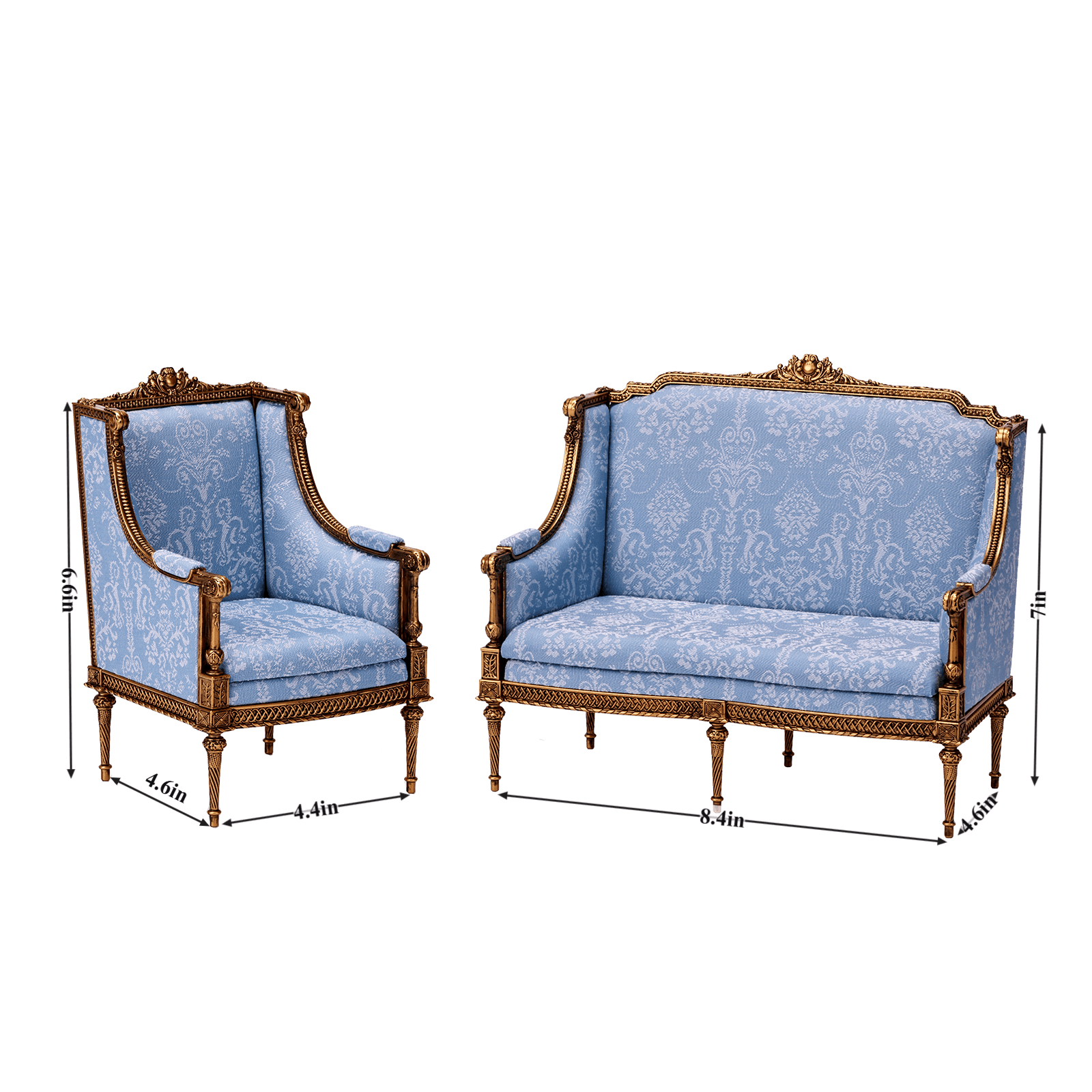 Finished Fleur Garden Collection 1:6 miniature sofa DIY kit, painted dollhouse furniture for 1:6 scale dollhouse