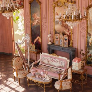 Louis XVI Collection 1:12 scale miniature floral chair furniture for dollhouse, ornate carved wood frame with upholstered seat