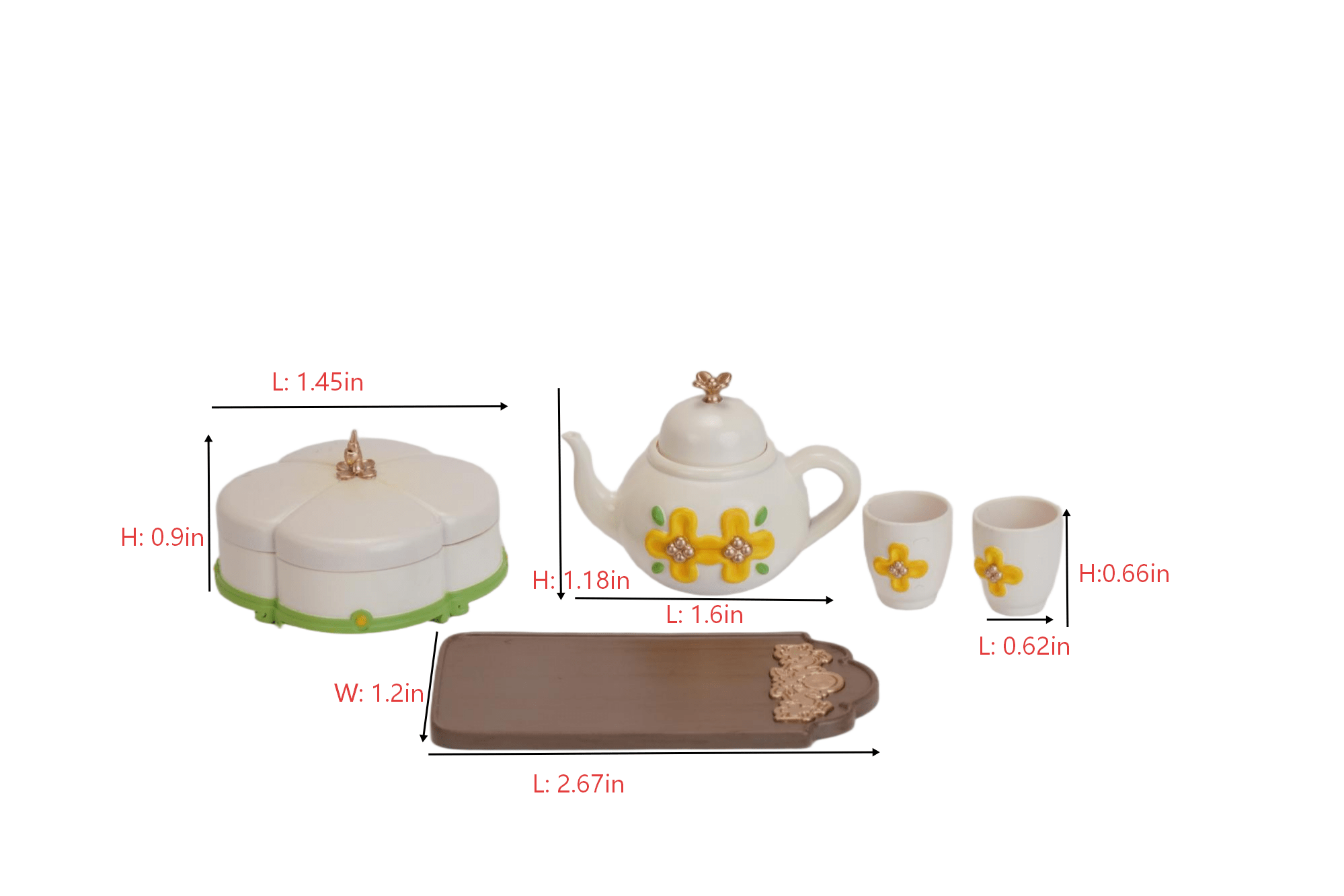 Osmanthus Pastry Box & Tea | Retro Desktop Ornament & Miniature Collectible
