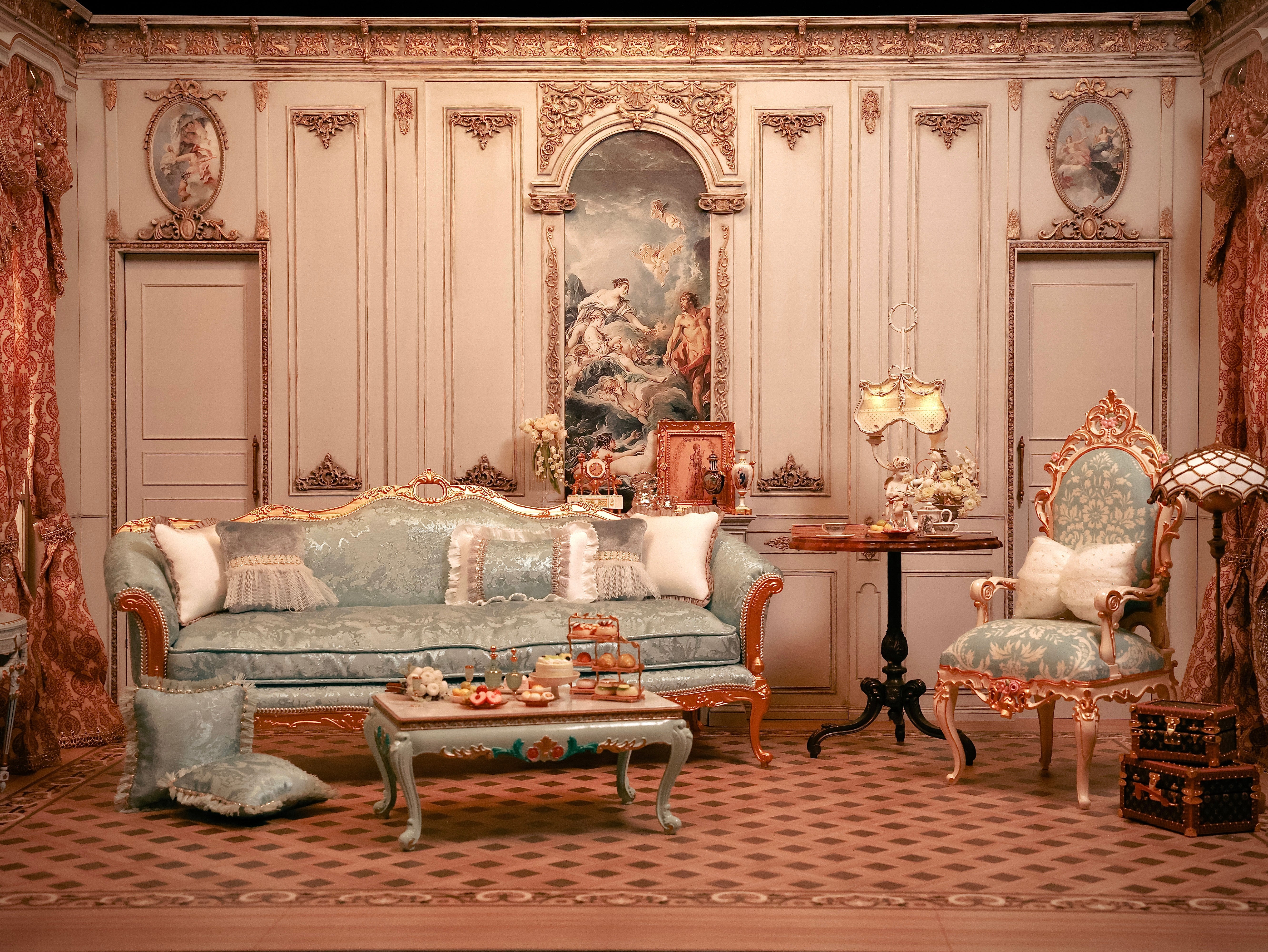 12 scale miniature furniture scene setup - Miniento