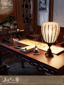 Miniature diorama of an ancient Chinese study with intricate ornaments by Miniento, showcasing traditional decor.