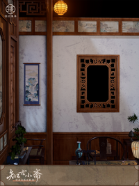 Miniature diorama of a Chinese ancient study, featuring intricate ornaments by Miniento in 1:12 scale.