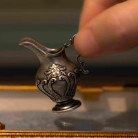 1:12 scale miniature vintage silver serving spoon ladle, part of a 3-piece dollhouse metal tea set accessory