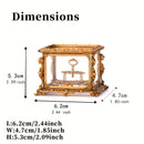 1:6 scale medieval palace metal wine case miniature with size measurements, 5.3cm x 6.2cm x 4.7cm dimensions on white background