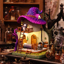 1:64 scale miniature The Cat Witch's House Halloween decor main view, spooky witch cottage with cat motif