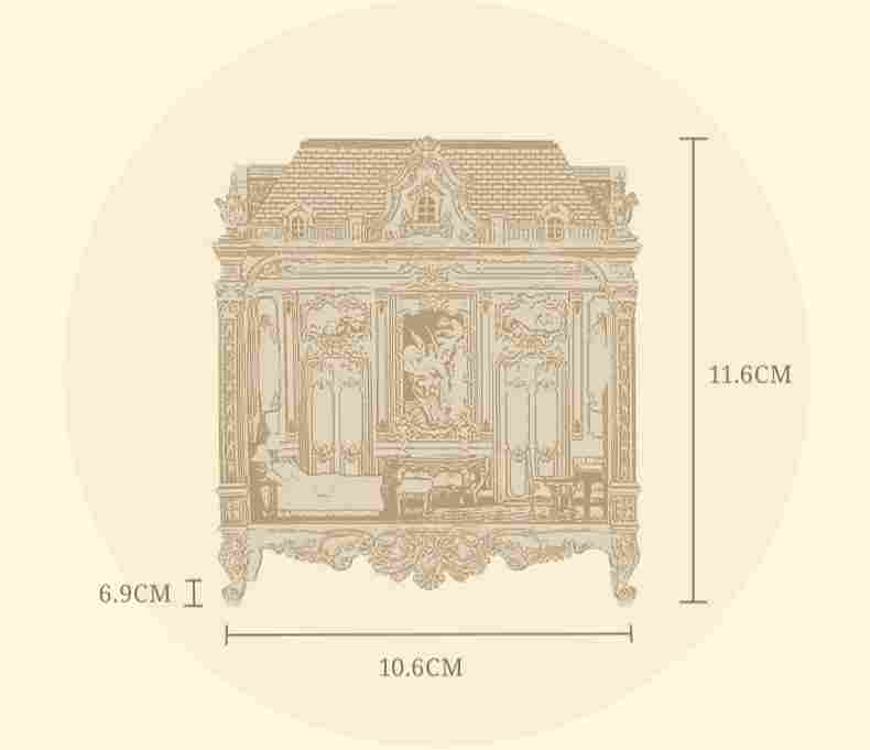1/64 Brighton Manor DIY kit technical dimensions and structural layout - Miniento