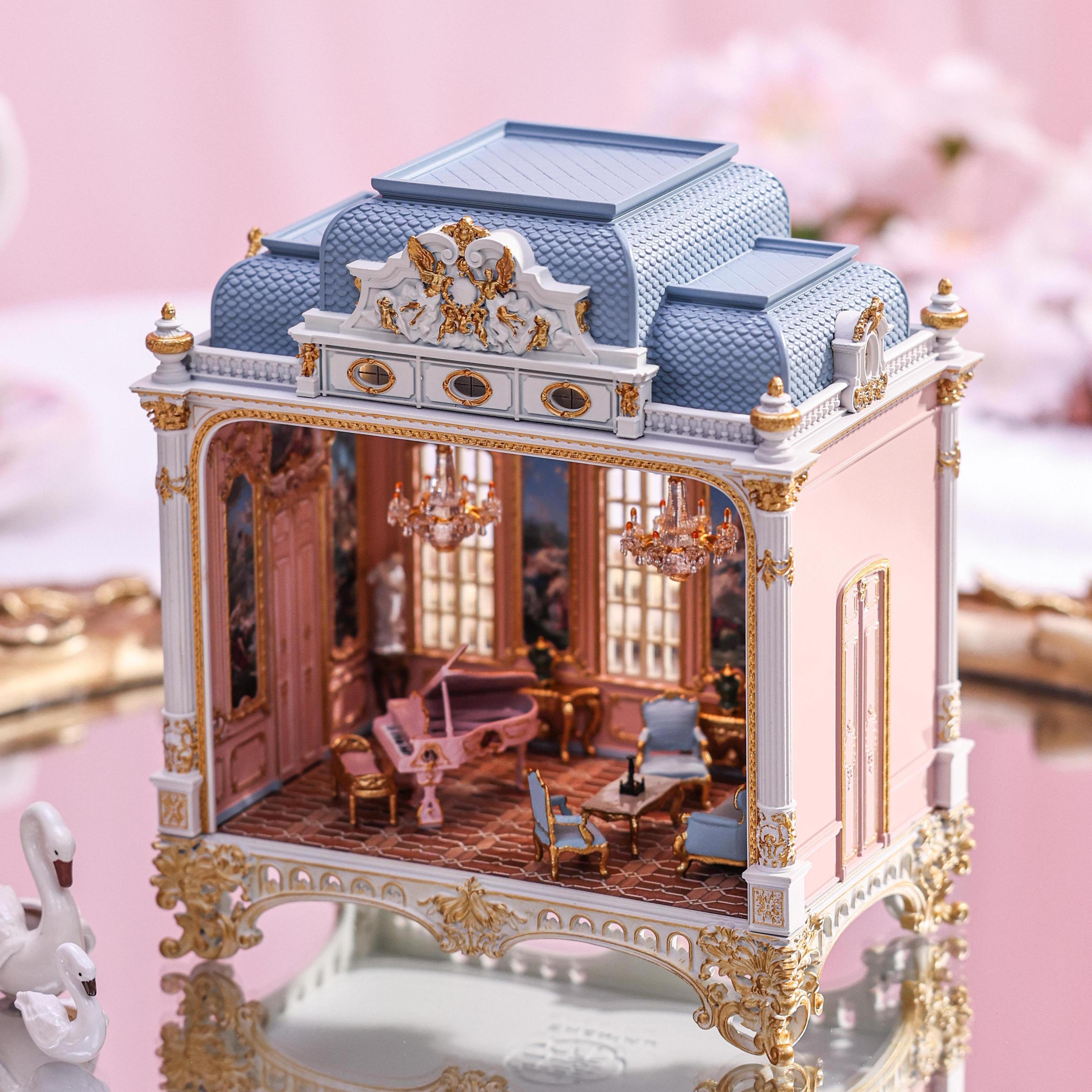 Detailed museum-quality Rococo Hall miniature display for collectors - miniento