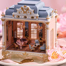 Side view of 18th-century style French palace miniature with LED lights - miniento