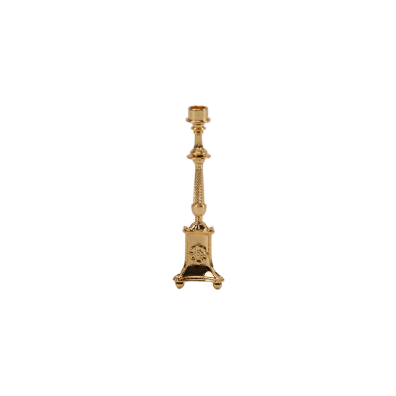 2.2 inch vintage style solid brass miniature candle holder single piece on white background, elegant 1:12 scale ornament for dollhouse and desk decor