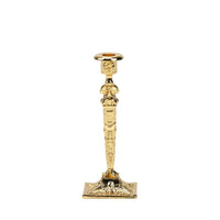 2.2 inch vintage style solid brass miniature candle holder single piece on white background, elegant 1:12 scale ornament for dollhouse and desk decor