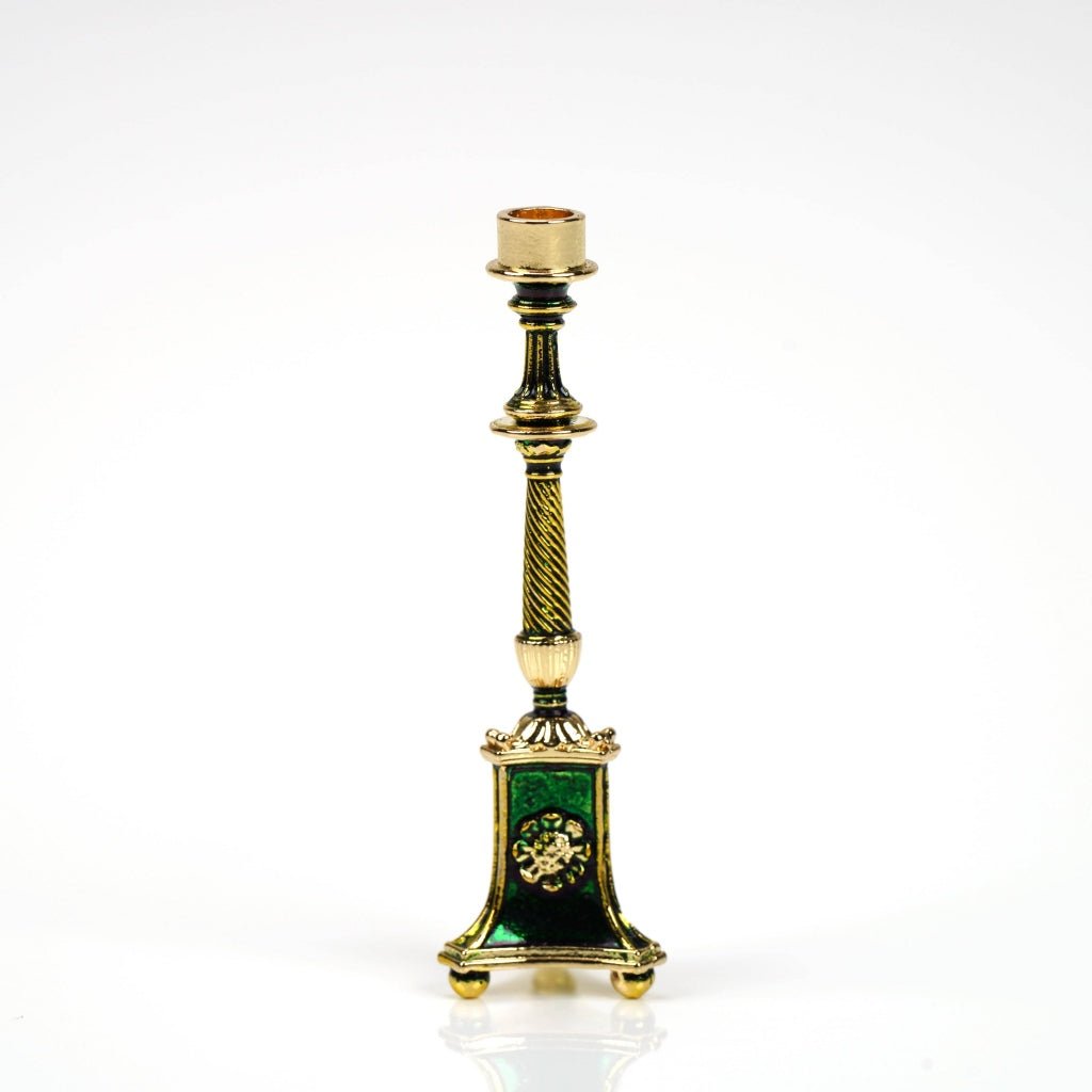 2.2 inch vintage style solid brass miniature candle holder single piece on white background, elegant 1:12 scale ornament for dollhouse and desk decor