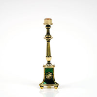 2.2 inch vintage style solid brass miniature candle holder single piece on white background, elegant 1:12 scale ornament for dollhouse and desk decor