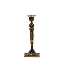 2.2 inch vintage style solid brass miniature candle holder single piece on white background, elegant 1:12 scale ornament for dollhouse and desk decor