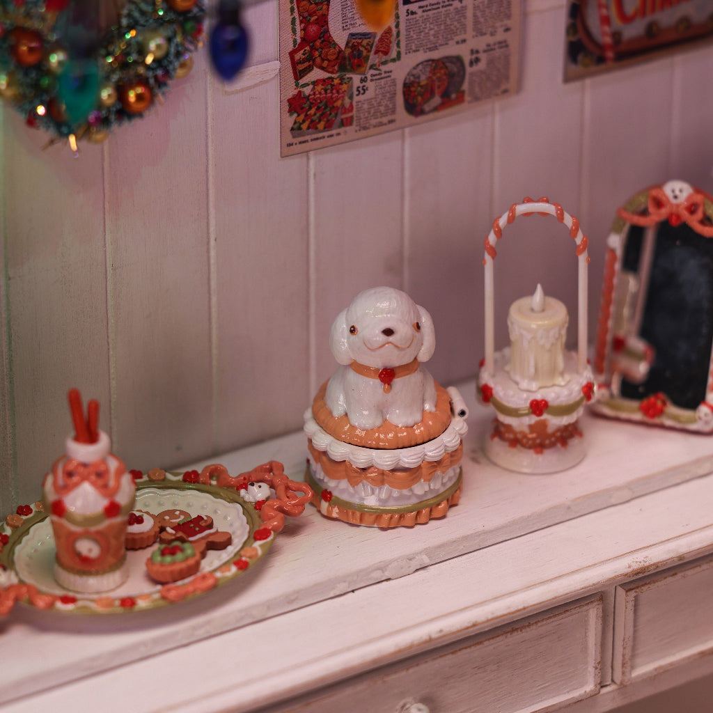 Cream Puppy Miniature Ornament | Aesthetic Desk Decor & Adorable Gift for Dog Lovers