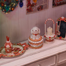 Cream Puppy miniature ornament displayed on a long table, aesthetic desk decor for home or office, cute gift for dog lovers