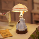 Fairy Tale Town LED night light Lady Rabbit design, retro desktop ornament and miniature collectible with rabbit character