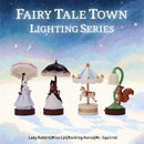 Fairy Tale Town LED night light collection featuring Lady Rabbit, Miss Cat, Rocking Horse, and Mr. Squirrel retro desktop ornament miniature collectible set