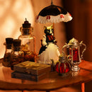 Fairy Tale Town LED night light Miss Cat design, retro desktop ornament and miniature collectible with cat character