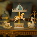 Fairy Tale Town LED night light Rocking Horse design, retro desktop ornament and miniature collectible with horse character