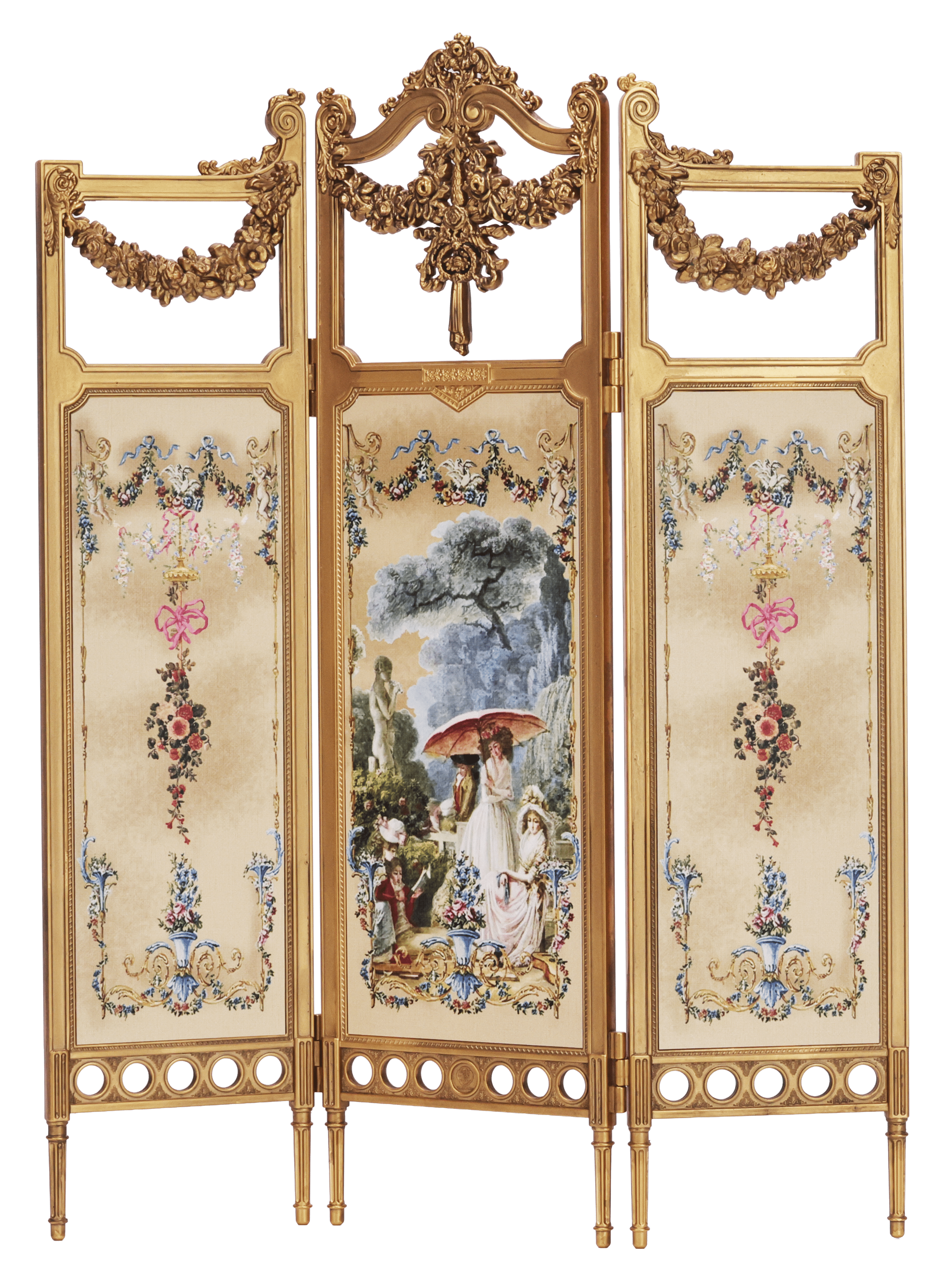 Fleur Garden Collection 1:6 scale miniature royal gold folding screen DIY kit, white background product view