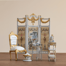 Fleur Garden Collection 1:6 scale miniature soft blue folding screen DIY kit product range display, showing the full set of craft pieces