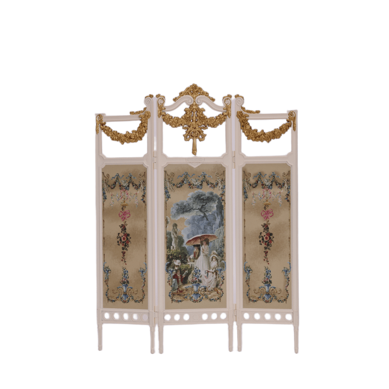 Fleur Garden Collection 1:6 scale miniature white folding screen DIY kit, white background product view