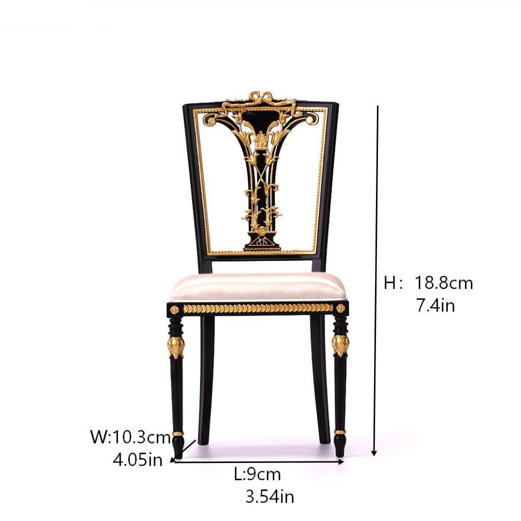 Fleur Garden Collection 1:6 scale miniature armchair DIY kit in black with size measurements, 18.8cm height dollhouse furniture dimensions