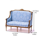 Fleur Garden Collection 1:6 scale miniature loveseat DIY kit with size measurements, 17.8cm height dollhouse furniture dimensions on white background