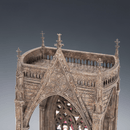 Top view of Gothic Cathedral miniature showing ornate roof and carving details  - Miniento