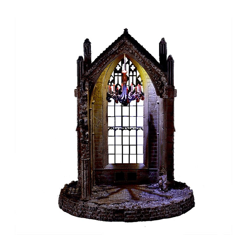 Atmospheric night view of glowing Gothic ruins miniature ornament- miniento