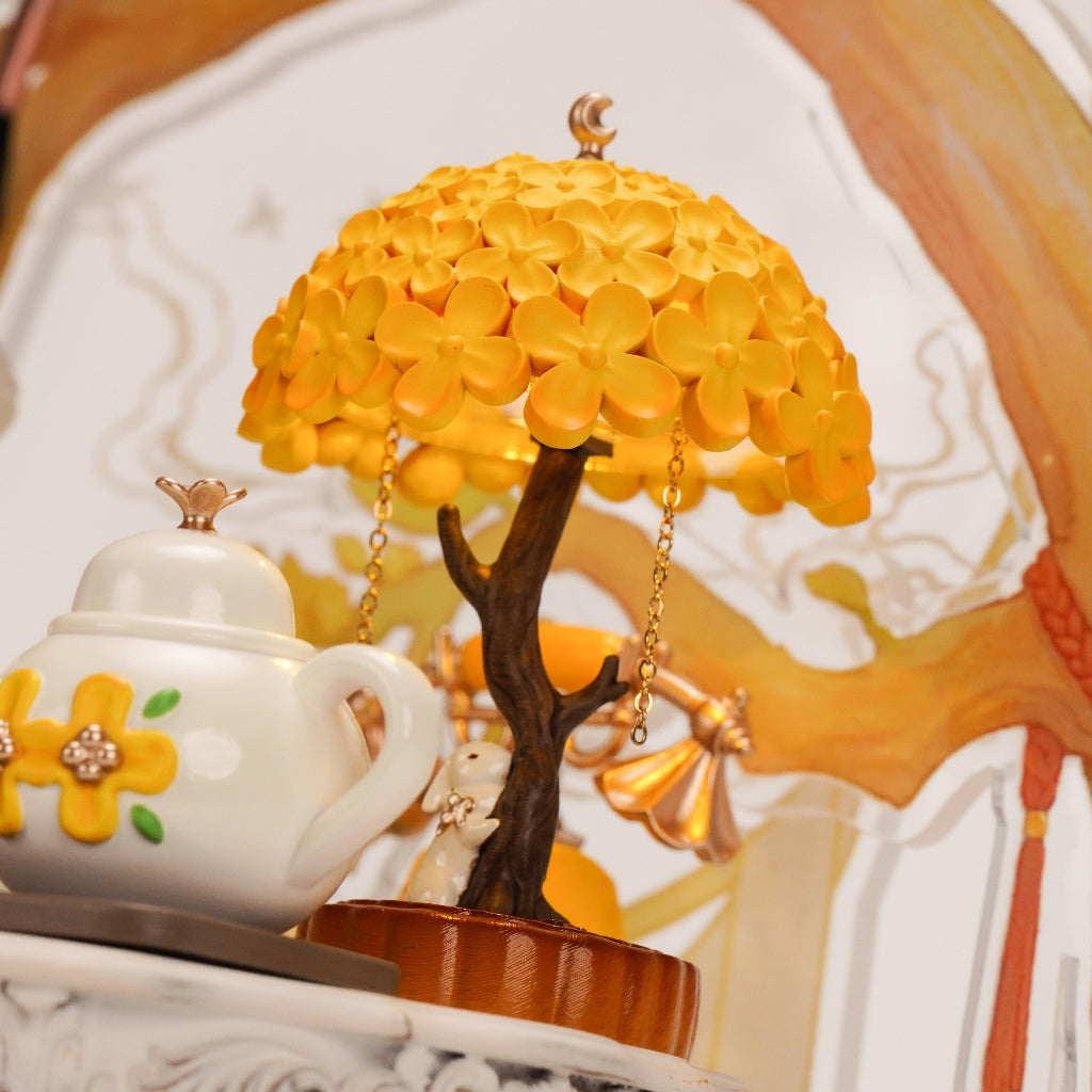 Laurel Rabbit LED lamp aesthetic 1:12 scale miniature desktop night light alternate view, enchanting glowing decor piece