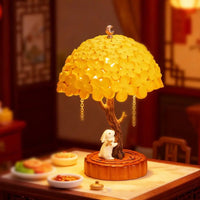 Laurel Rabbit LED lamp aesthetic 1:12 scale miniature desktop night light alternate view, enchanting glowing decor piece