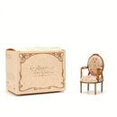 Louis XVI Collection 1:12 scale miniature floral chair side angle view, detailed carved wood furniture for dollhouse parlor