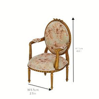 Louis XVI Collection 1:12 scale miniature floral chair with size measurements and dimensions, dollhouse furniture with carved details