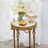 Louis XVI Collection 1:12 scale miniature round side table DIY kit displayed in a styled room setting, elegant dollhouse furniture decor