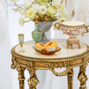 Louis XVI Collection 1:12 scale miniature round side table DIY kit detail close up, showing carved wood pieces and ornate table leg craftsmanship