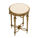 Louis XVI Collection 1:12 scale miniature round side table DIY kit, white background main view of unfinished wood furniture pieces