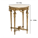 Louis XVI Collection 1:12 scale miniature round side table DIY kit with size measurements and dimensions on white background