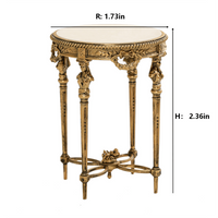 Louis XVI Collection 1:12 scale miniature round side table DIY kit with size measurements and dimensions on white background