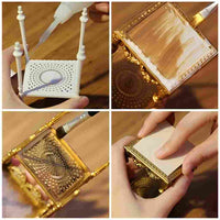 Louis XVI Collection 1:12 scale miniature square side table DIY kit assembly guide, showing step by step construction of dollhouse furniture