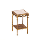 Louis XVI Collection 1:12 scale miniature square side table DIY kit, white background main view of unpainted wood furniture pieces