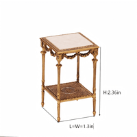Louis XVI Collection 1:12 scale miniature square side table DIY kit with size measurements and dimensions on white background